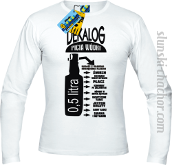 Dekalog picia wódki longsleeve z nadrukiem - white