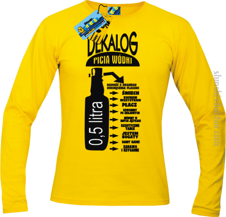 Dekalog picia wódki longsleeve z nadrukiem - yellow