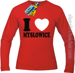 I love Mysłowice longsleeve męski z nadrukiem - red