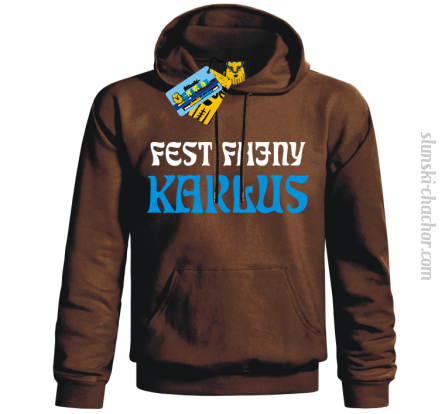 Fest Fajny Karlus - bluza męska z kapturem - brązowy