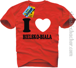 I love Bielsko-Biała koszulka męska z nadrukiem - red