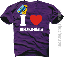 I love Bielsko-Biała koszulka męska z nadrukiem - purple