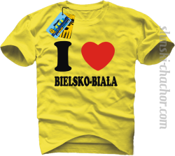 I love Bielsko-Biała koszulka męska z nadrukiem - yellow