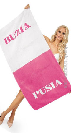 Plażowo - kąpielowy ręcznik Buzia - Pusia idealny dla Frelki  rozmiar: 75x152cm
