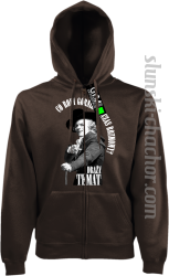 Bluza męska na zamek z kapturem z nadrukiem Co robi górnik podczas rozmowy? Drąży temat. - 5