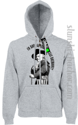 Bluza męska na zamek z kapturem z nadrukiem Co robi górnik podczas rozmowy? Drąży temat.