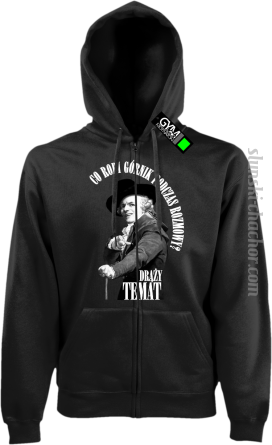 Bluza męska na zamek z kapturem z nadrukiem Co robi górnik podczas rozmowy? Drąży temat.