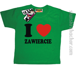 I love Zawiercie koszulka dziecięca z nadrukiem - green