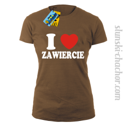I love Zawiercie koszulka damska z nadrukiem - brown
