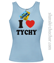 I love Tychy top damski z nadrukiem - sky blue