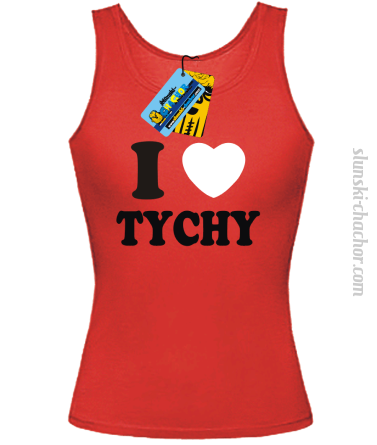 I love Tychy top damski z nadrukiem - red