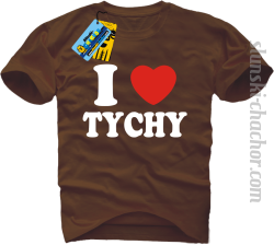I love Tychy koszulka męska z nadrukiem - brown