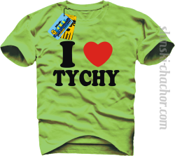 I love Tychy koszulka męska z nadrukiem - light green