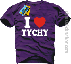 I love Tychy koszulka męska z nadrukiem - purple