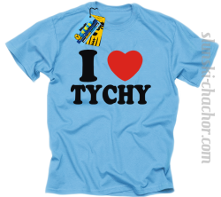 I love Tychy koszulka męska z nadrukiem - sky blue