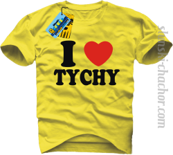 I love Tychy koszulka męska z nadrukiem - yellow
