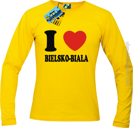 I love Bielsko-Biała longsleeve z nadrukiem - yellow